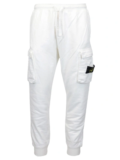 Shop Stone Island Cotton Sweatpants In White