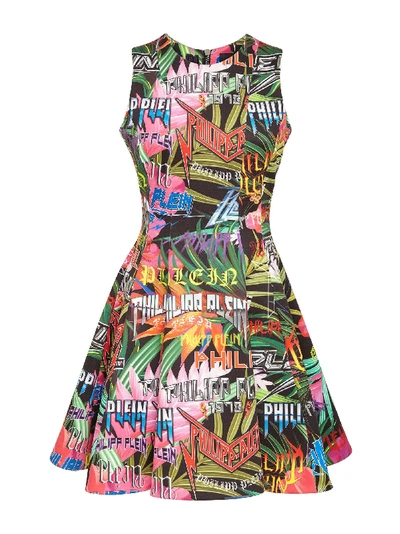 Shop Philipp Plein Short Dress Jungle Rock In Multicolor