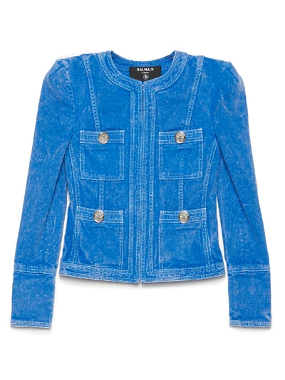 Shop Balmain Jacket In Azzurro