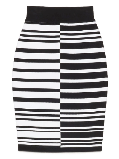 Shop Balmain Skirt In Bianco Nero