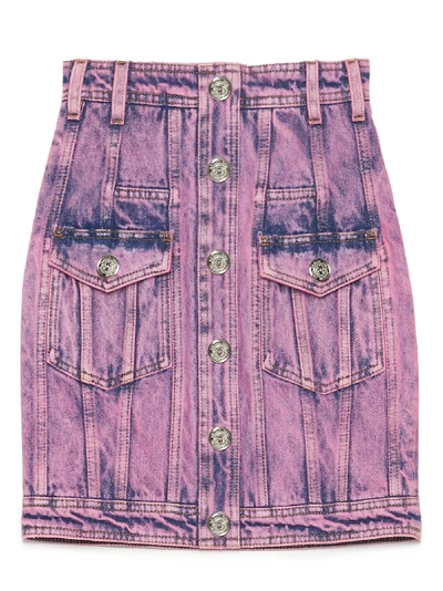 Shop Balmain Skirt In Fuchsia