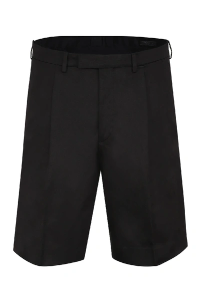 Shop Prada Cotton Bermuda Shorts In Black