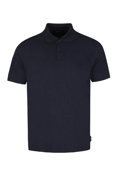 Shop Z Zegna Short-sleeve Cotton Polo Shirt In Blue