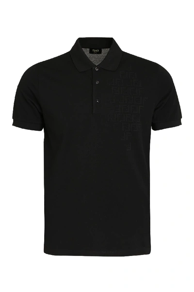 Shop Fendi Cotton Piqué Polo Shirt In Black