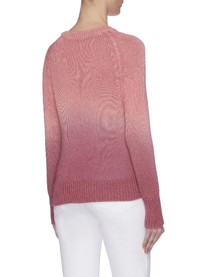 Shop Moncler Leather Sleeve Patch Radiant Rib Knit Sweater In Pink,multi-colour