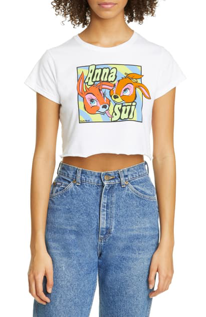 white cropped graphic tee