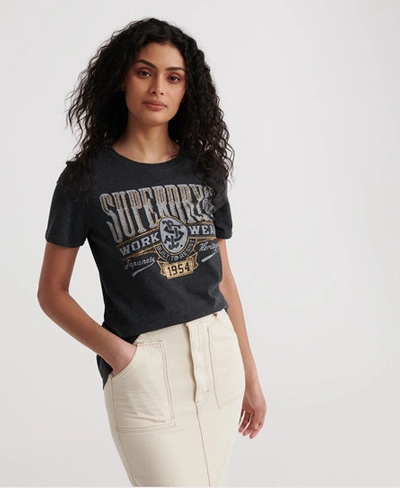 Shop Superdry Workwear Metallic T-shirt In Black