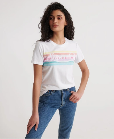 Shop Superdry Women's Premium Logo Rainbow T-shirt White