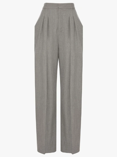Shop Jw Anderson Buckle Wide Leg Trouser In Grey