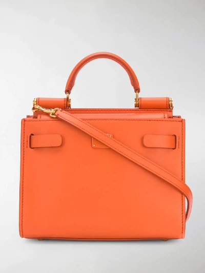 Shop Dolce & Gabbana Sicily 62 Mini Tote Bag In Orange