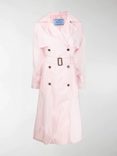 Shop Prada Flared Trench Coat In Pink