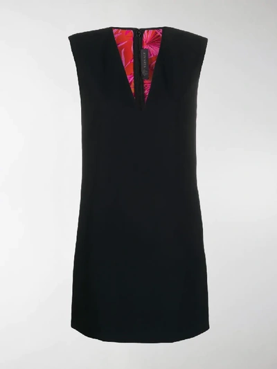 Shop Versace Structured Shoulders Mini Dress In Black