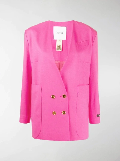 Shop Patou Double-breasted V-neck Blazer In Pink