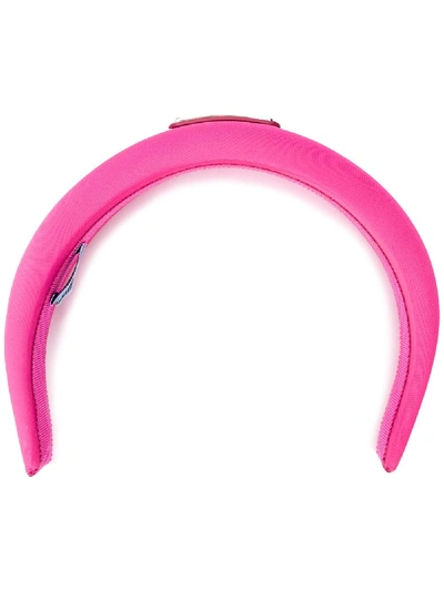 Shop Prada Logo Plaque Headband In Pink