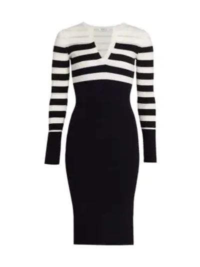 Shop Bailey44 Candice Striped Knit Dress In Black Cream