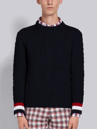Shop Thom Browne Wool Sweater In Blue