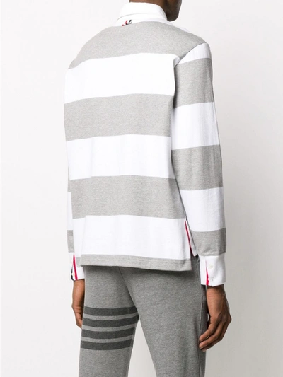 Shop Thom Browne Oversized Cotton Polo Shirt In Grey