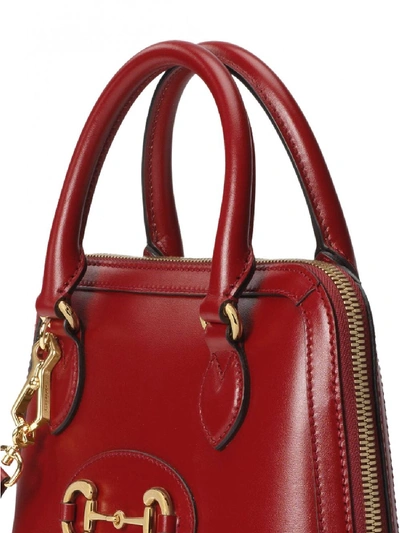 Shop Gucci Horsebit Leather Handbag In Red