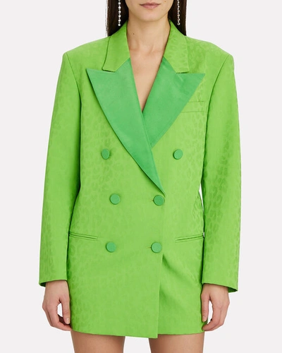 Shop Dundas Double-breasted Leopard Jacquard Blazer In Green