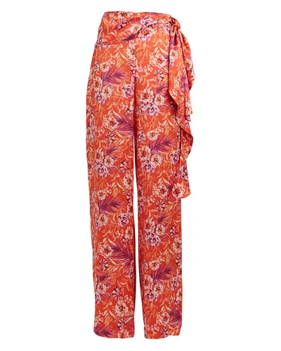 Shop Amur Geneva Silk Floral Wide-leg Pants In Multi