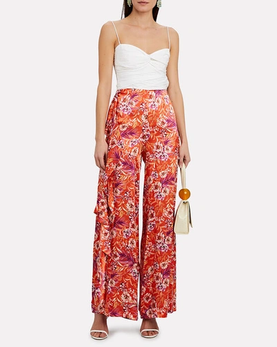 Shop Amur Geneva Silk Floral Wide-leg Pants In Multi