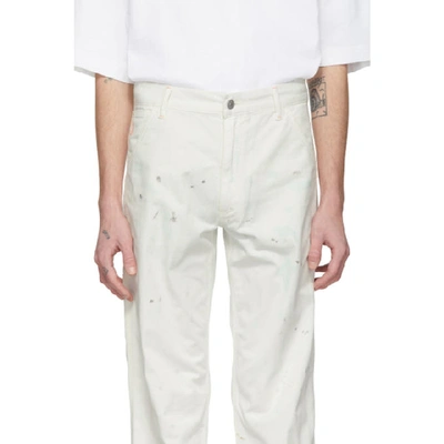 Shop Acne Studios Off-white Bla Konst Murphy Painted Jeans In Whitemulti