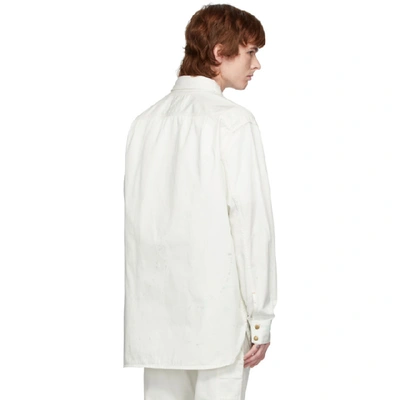 Shop Acne Studios Off-white Painted Overshirt In Whitemulti