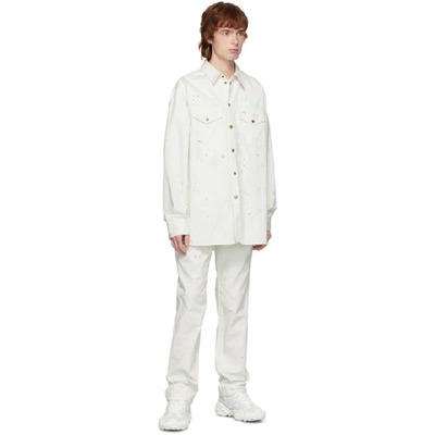 Shop Acne Studios Off-white Painted Overshirt In Whitemulti