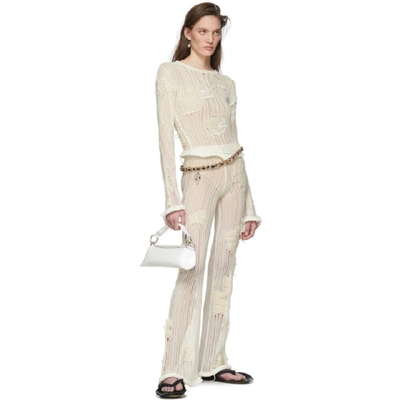 Shop Acne Studios Off-white Flower-knit Crewneck In Off White