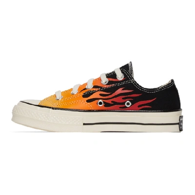 Shop Converse Black And Red Flame Chuck 70 Low Sneakers In Black/red