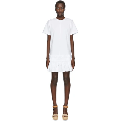 Shop See By Chloé See By Chloe White Pleated Hem T-shirt Dress In 109 White P