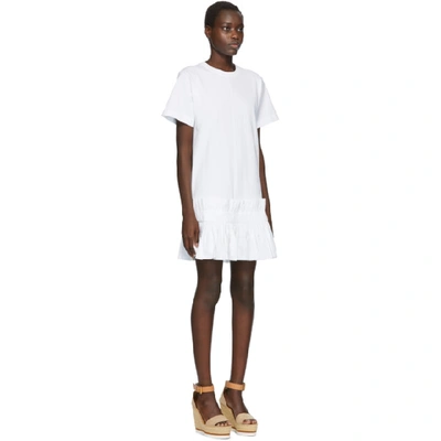 Shop See By Chloé See By Chloe White Pleated Hem T-shirt Dress In 109 White P