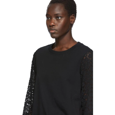Shop See By Chloé See By Chloe Black Lace Sleeve T-shirt In 001 Black