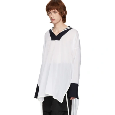 Shop Loewe White Sailor Tunic Shirt In 2091 White/