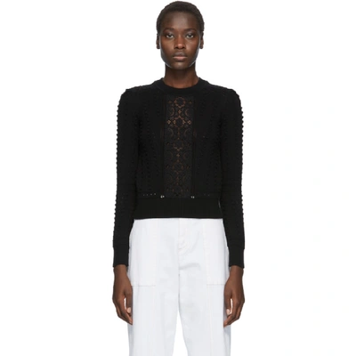 Shop See By Chloé See By Chloe Black Lace Fitted Sweater In 001 Black
