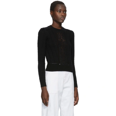 Shop See By Chloé See By Chloe Black Lace Fitted Sweater In 001 Black