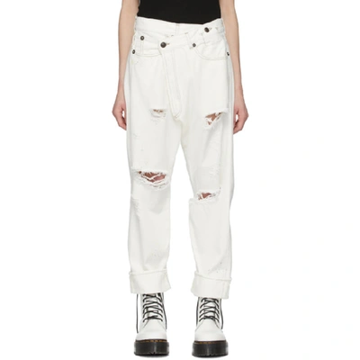 Shop R13 White Cross-over Jeans In Nollie Whit