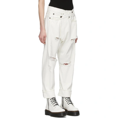 Shop R13 White Cross-over Jeans In Nollie Whit