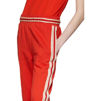 Shop Wales Bonner Red Crochet Stripes Lounge Pants