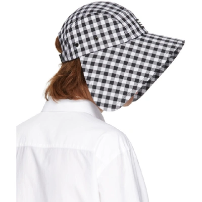 Shop Burberry Black And White Gingham Bonnet Hat In Black/white