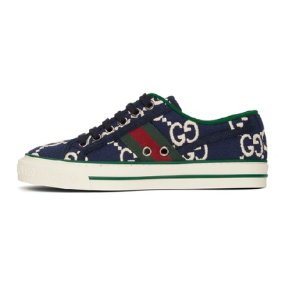 Shop Gucci Navy Gg ' Tennis 1977' Sneakers