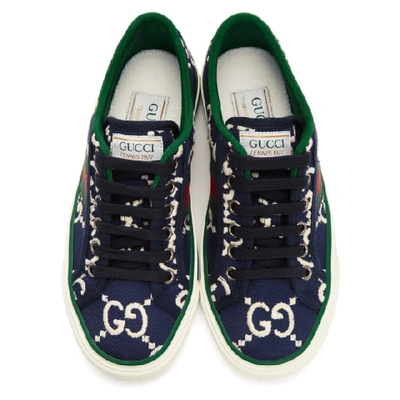 Shop Gucci Navy Gg ' Tennis 1977' Trainers