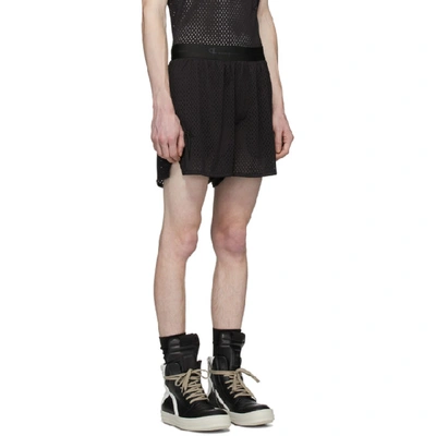 Shop Rick Owens Black Champion Edition Mesh Dolphin Boxer Shorts In 09 Blk