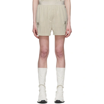 Shop Rick Owens Off-white Champion Edition Mesh Dolphin Boxer Shorts In 08 Pearl