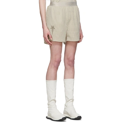 Shop Rick Owens Off-white Champion Edition Mesh Dolphin Boxer Shorts In 08 Pearl