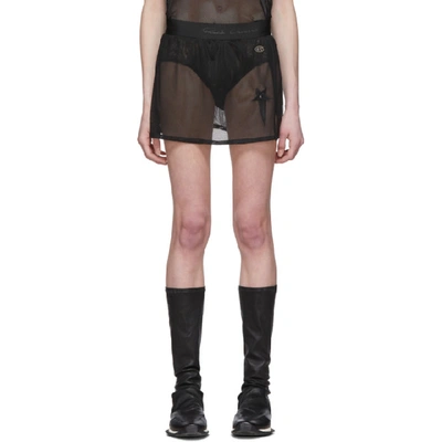 Shop Rick Owens Black Champion Edition Sheer Mesh Toga Shorts In 09 Black