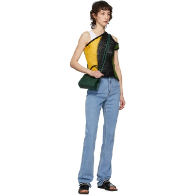 TELFAR TELFAR BLACK AND YELLOW MESH ASYMMETRIC TANK TOP 