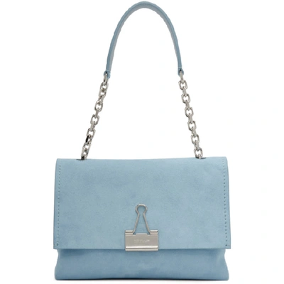 Shop Off-white Blue Medium Soft Velour Binder Clip Bag In Lt Blue