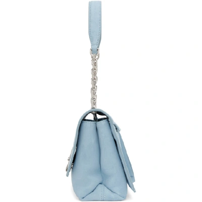 Shop Off-white Blue Medium Soft Velour Binder Clip Bag In Lt Blue