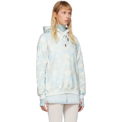 Shop Off-white Blue Tie-dye Puzzle Arrows Hoodie In Lt Blue